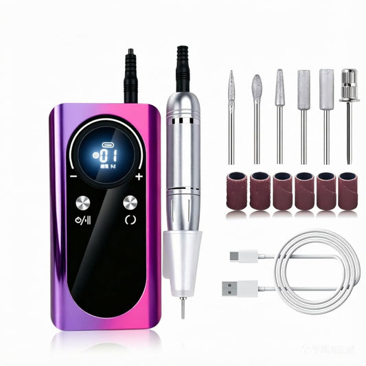 mcdhhemo Nail Drill Machine, Professional 45000RPM Purple Cordless Rechargeable Electric Nail File for Acrylic Nails Removal, Portable Manicure Pedicure Kit for Salon Home Use