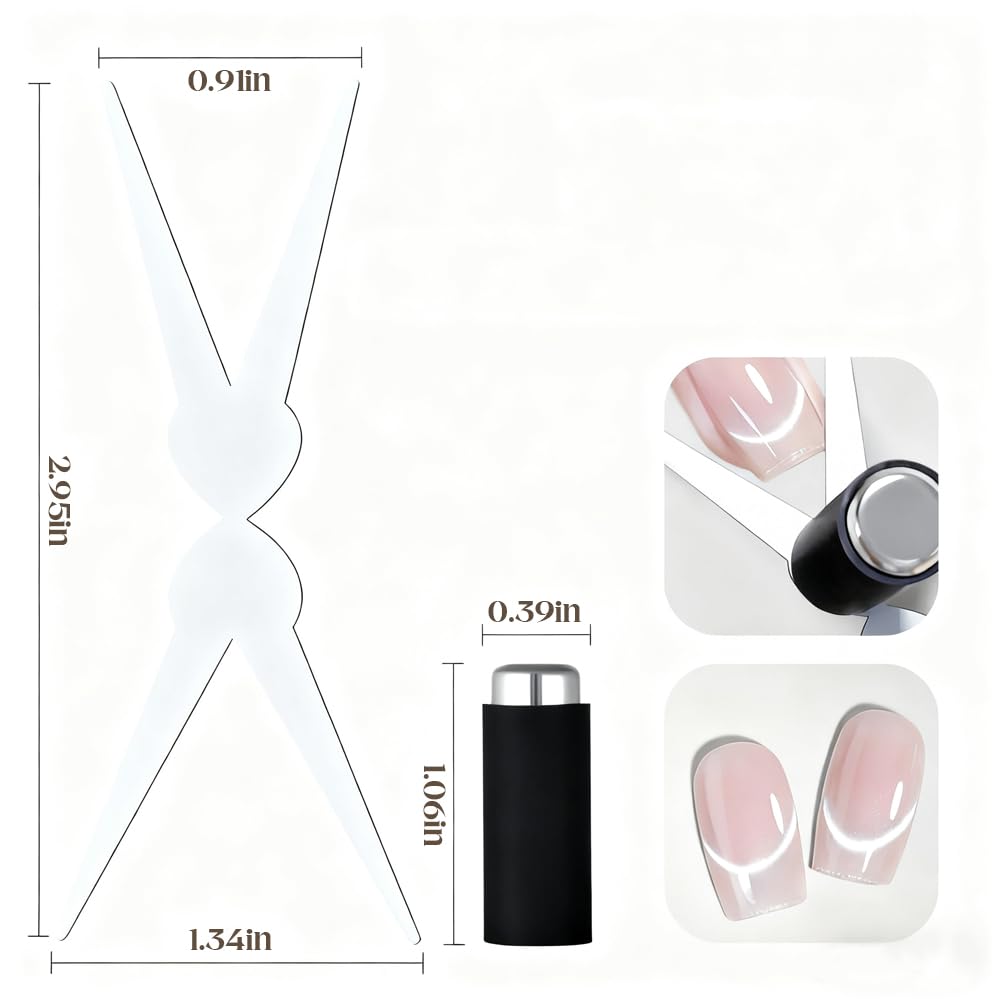 Cat Eye Nail Magnet Tool 2PCS Set, Scissor & French Tip Design for Cat Eye Gel Polish, Nail Art DIY Home Salon Kit (4pcs)