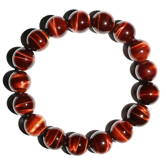12MM Red Tigers Eye Bracelet for Unisex | Natural Root Chakra Gemstones | Fits for 9" XLarge & Strong Wrist | Bring Luck & Fortune | Anxiety Stress Relief Spritual choice for Friends Familys