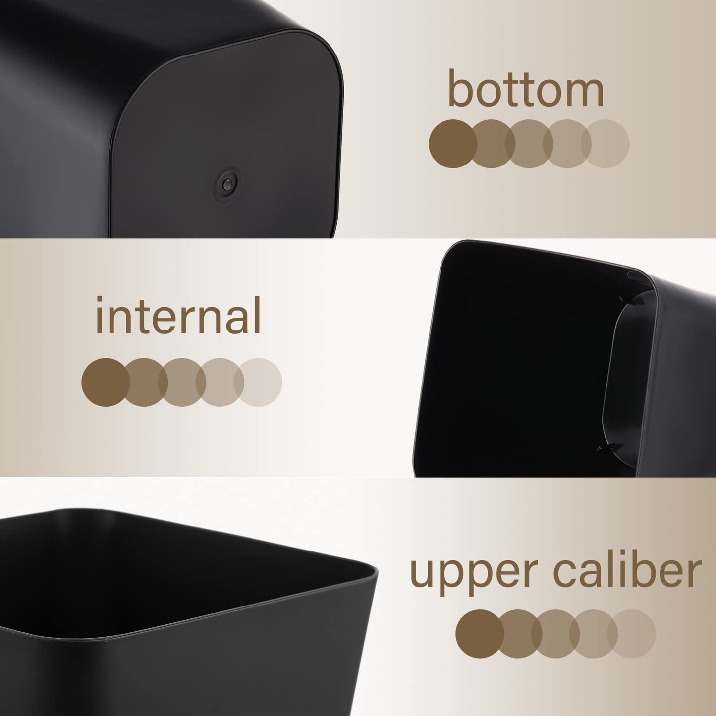 Hoolerry 9 Pieces Garbage Can 2 Gallon Small Trash Cans Bulk Bathroom Trash Bin Plastic Wastebasket Square for Bedroom Slim Bathroom Trashcan Small Container for Kitchen Office Home Rooms(Black)
