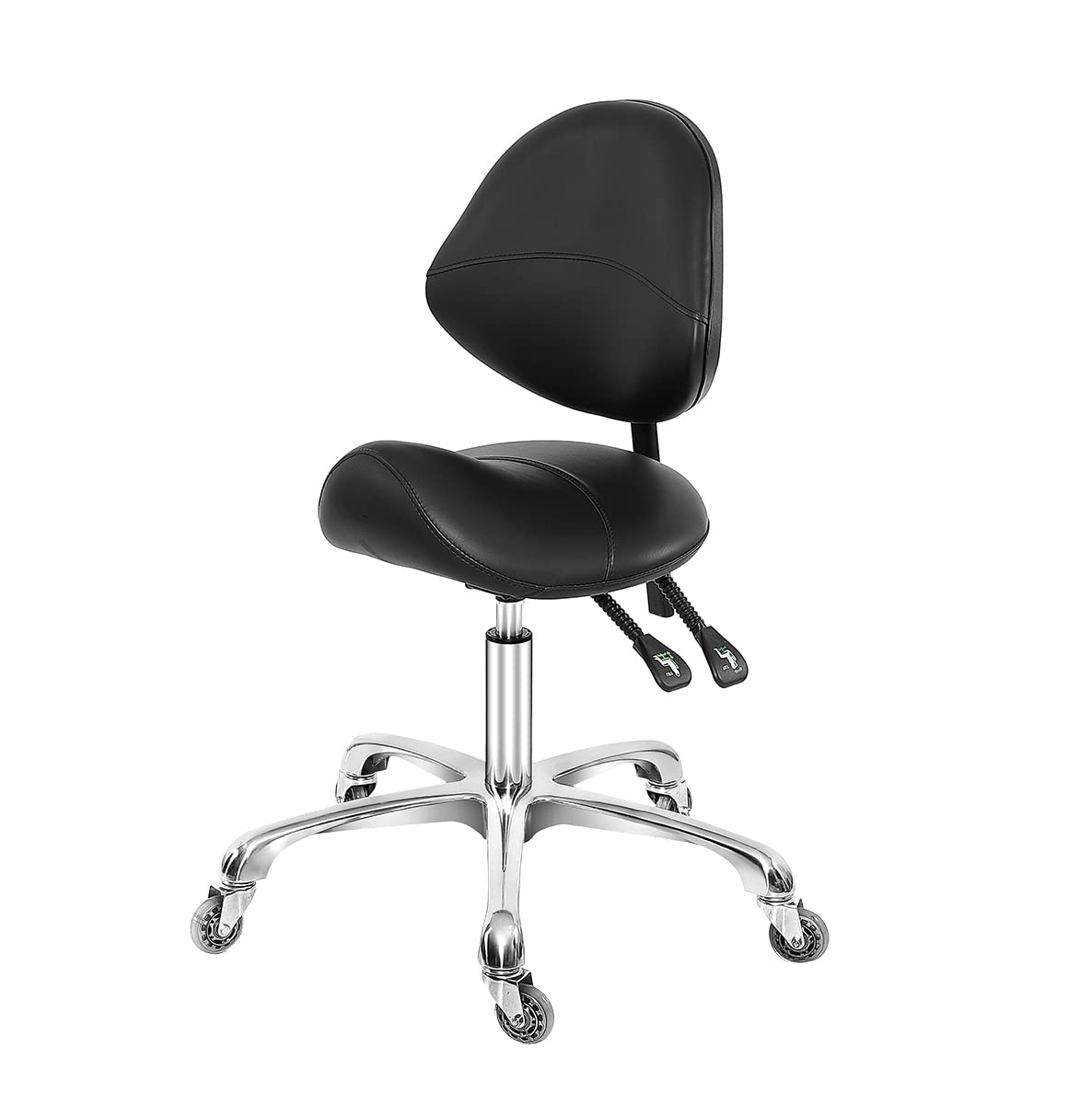 Antlu Saddle Stool Dental Hygienist Chair with Back Support, Rolling Esthetician Saddle Stool for Lash Salon Tattoo Shop Spa Dentist Clinic (with Backrest, Black)