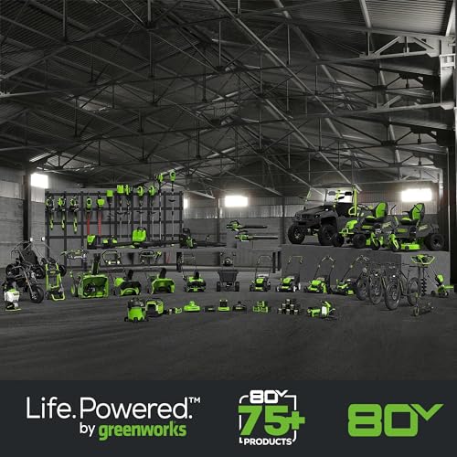 Greenworks 80V 21” Brushless (Push) Cordless Electric Lawn Mower + (500 CFM) Axial Leaf Blower + 13” String Trimmer (75+ Compatible Tools), (2) 2.0Ah Batteries and 30 Minute Rapid Charger
