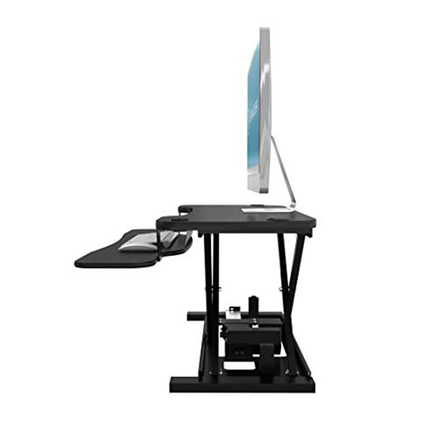 VERSADESK® PowerPro™ 40" Electric Standing Desk Converter - Adjustable Height Desktop Riser with USB Charging Outlet & Detachable Keyboard Tray - Holds 80 lbs Large & Small Items | Black