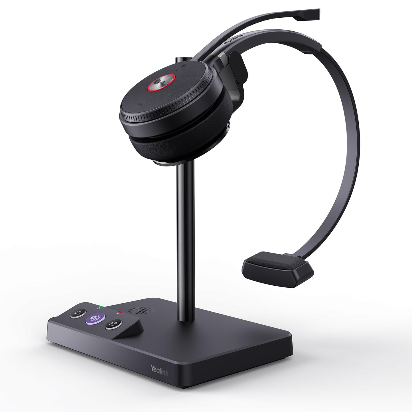 Yealink WH62 DECT Mono Teams Wireless Headset, 525 ft Range Work Headphone with 2X Noise Canceling Mic for IP Phone and Computer, Single Ear Headset with Call Control, Ringer,13H Talk Time