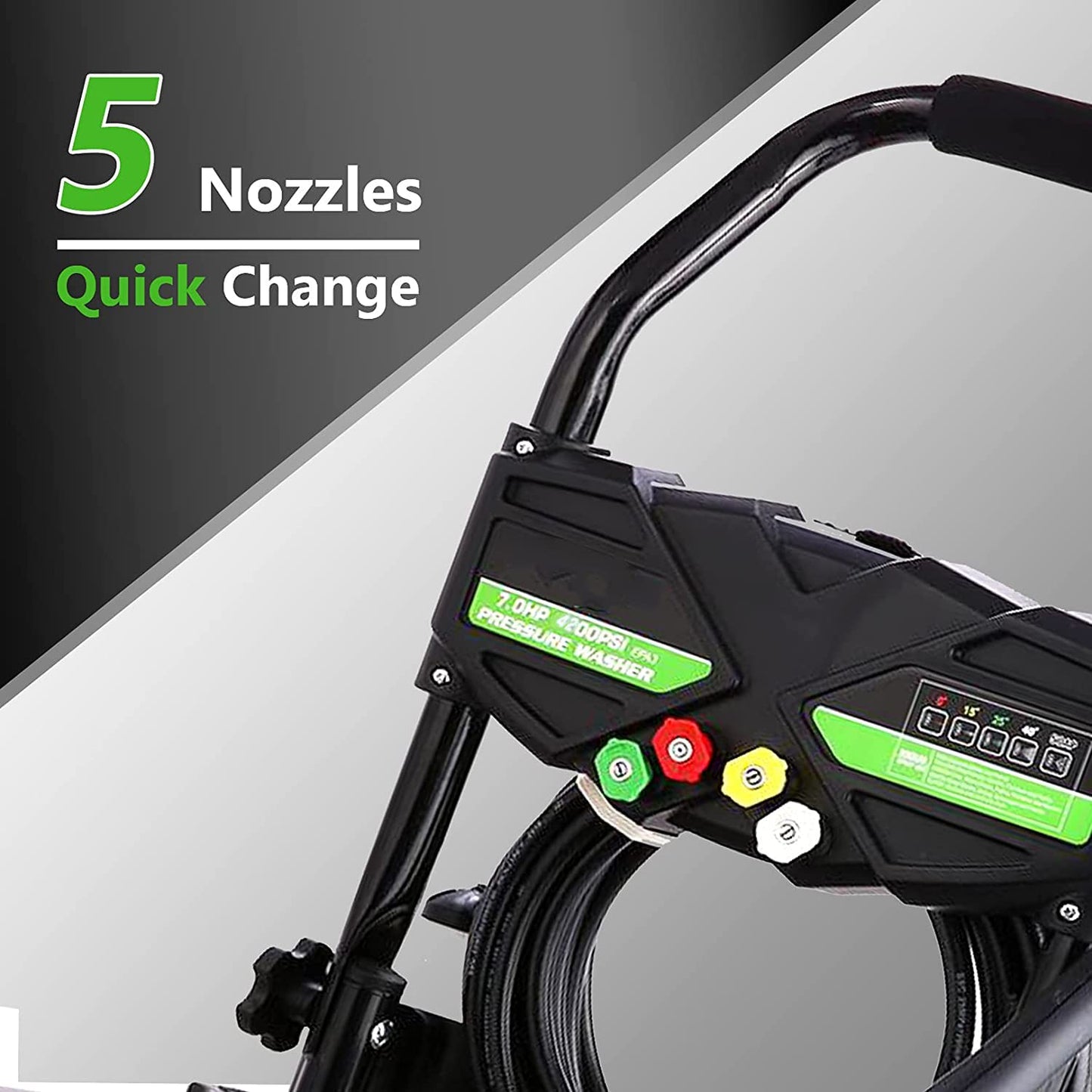 Imdot 4200PSI Gas Pressure Washer, 4.0GPM Power Washer Gas Powered with 212CC Engine, 5 Nozzles, 25ft Hose & 0.5Gal Soap Tank - for Home, Car, Driveways, EPA/CARB/ETL Compliant 20FT x 1/4 (Black)