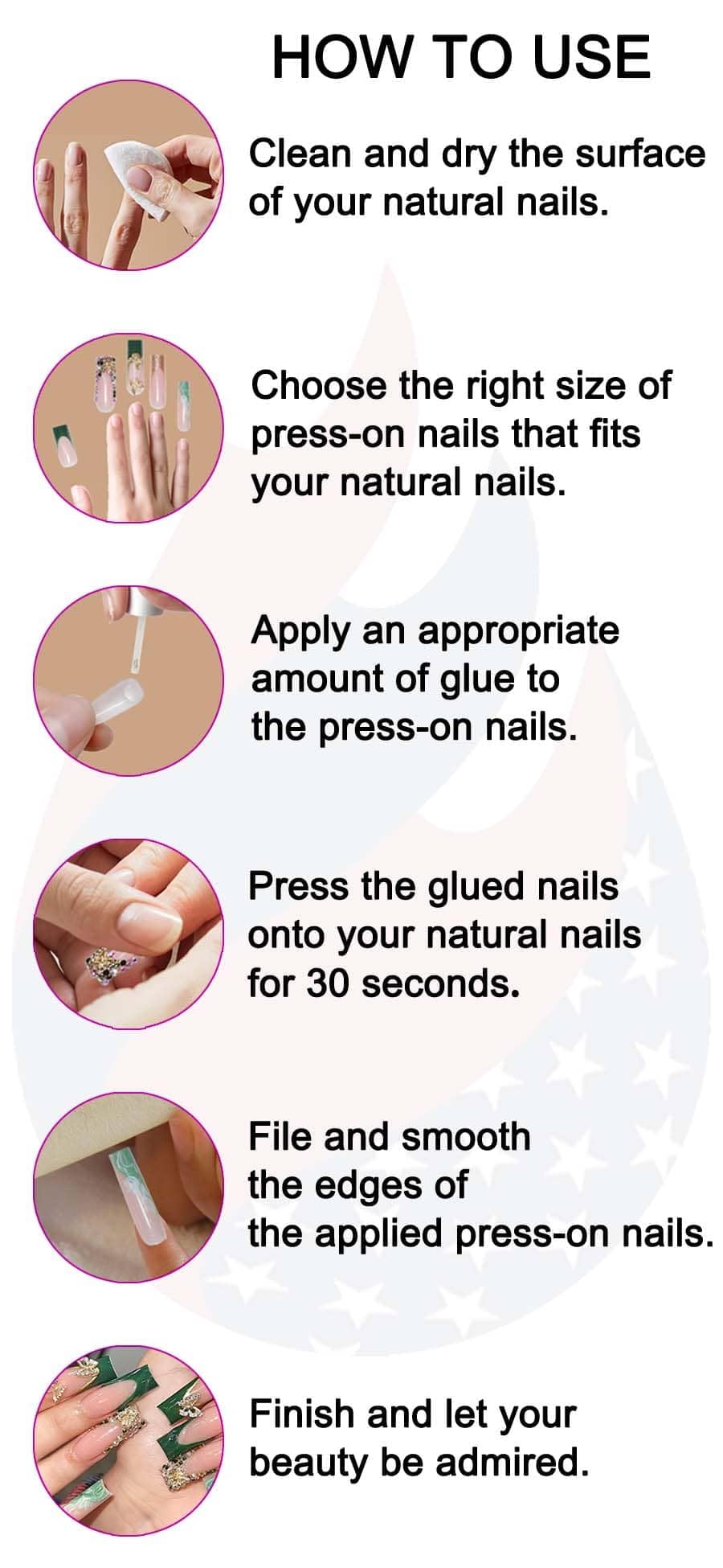 Gleamrain Almond Medium Handmade Press on Nails for Women, Handcrafted Floral Design Reusable Full Cover Fake Nail for Daily Wear Party Birthday D302