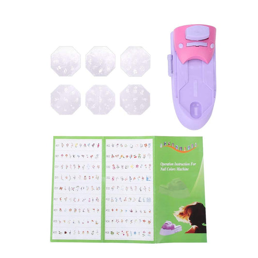 Sonew Nail Art Pattern Printer, Professional Nail Art DIY Pattern Printing Machine Stamper Nail Printer Manicure Tools with 6Pcs Stainless Steel Printed Templates