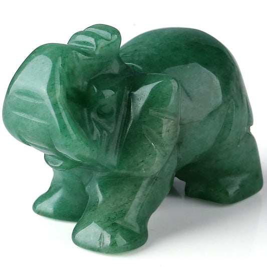 QINJIEJIE Green Aventurine Elephant Crystals Elephant Decor Pocket Polished Crystal Statue Guardian Figurine Office Hippie Room Cute Green Desk Decor Spiritual Gift Love Christmas Stocking Stuffers