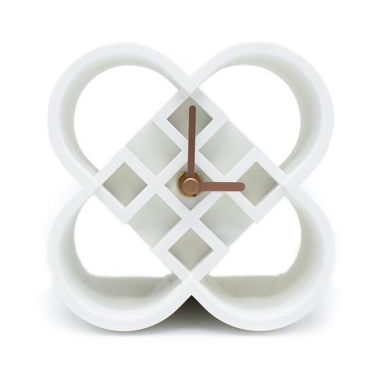 AONTILLO Modern Desk Clock [Cloud White] - Korean Lotus Motif Minimalist Table Clock, Silent Non-Ticking Analog Decorative Shelf Clock for Home & Office Decor (Made in Korea)
