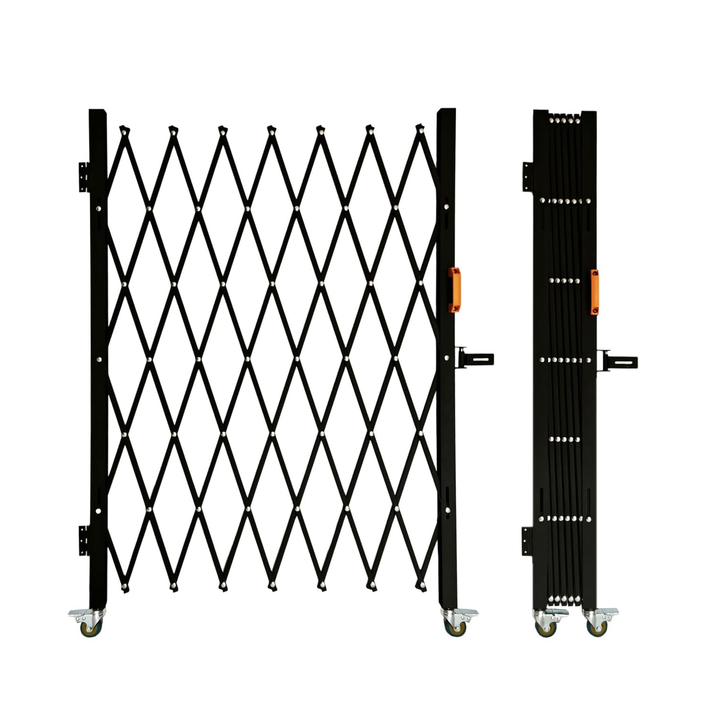 LTSEAME Folding Security Gate with Lockable Scissor Design and 360° Swivel Casters Outdoor Barricade for Entry Security, Garage, Warehouse, and Pool Areas (75“Wx75 H)