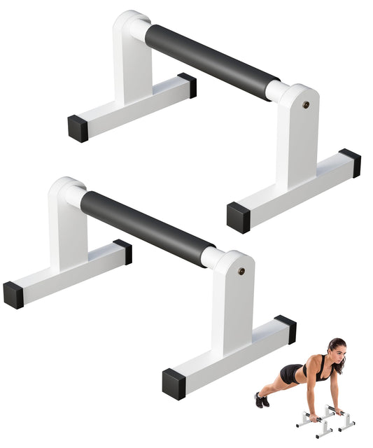 Fiwithy Push Up Bars, Heavy Duty Parallettes Dip Bar with Non-slip Grips for Calisthenics Planche L Sit Handstand Fitness Floor Workout, Pushup Station Handles Stand for Gym Strength Training, White