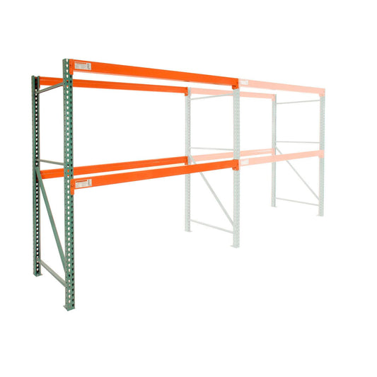 Global Industrial Teardrop Pallet Rack Add-On Unit, 144"W X 42"D X 120"H, 5970 lbs Shelf Capacity, Steel Construction, Orange & Green, For Industrial Storage