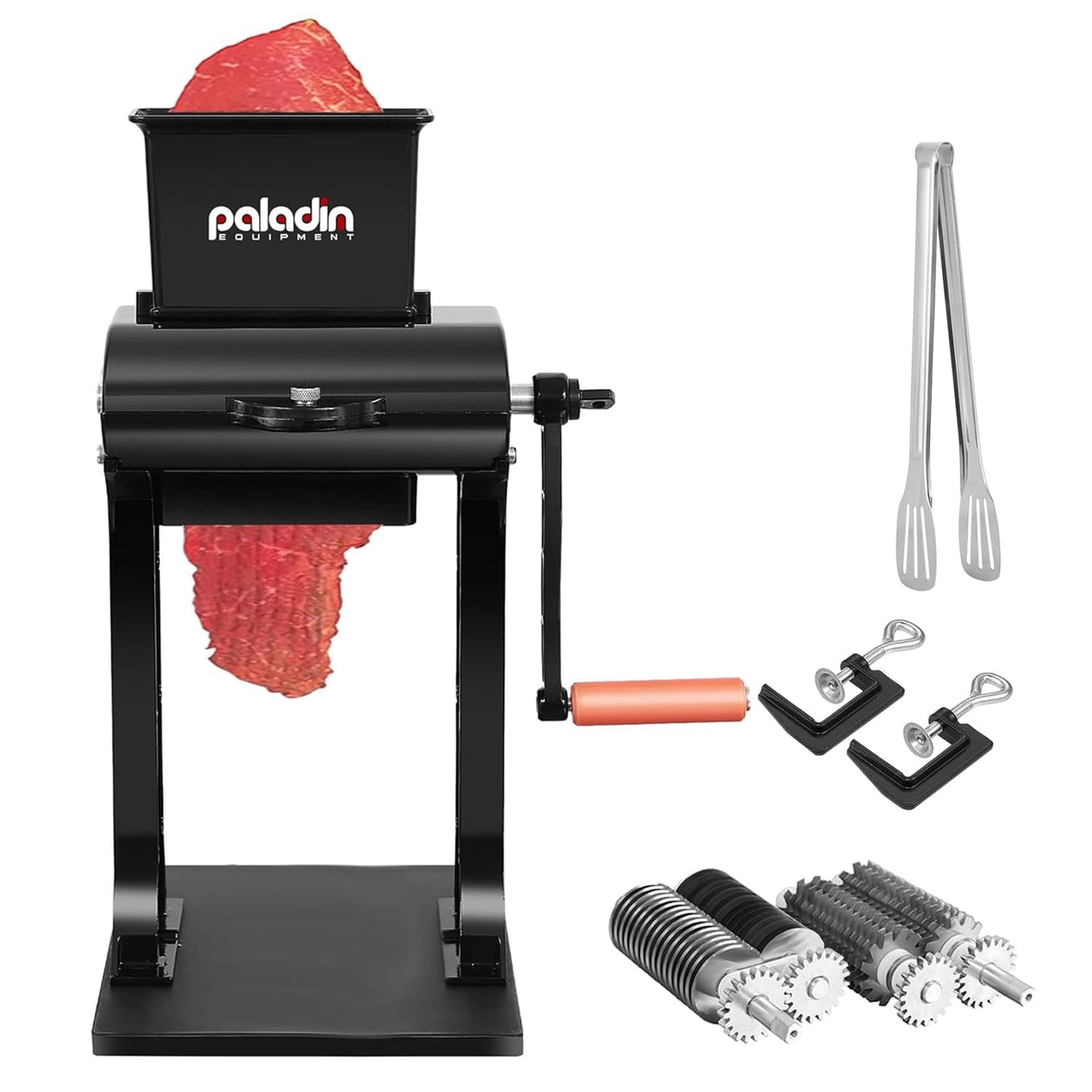 Paladin Equipment Meat Tenderizer Tool Manual Machine beef Jerky Slicer, 2-in-1 meat tenderizer machine Heavy Duty Cuber, 2 Set of Stainless Steel Blades, Aluminum Construction for Beef, Chicken