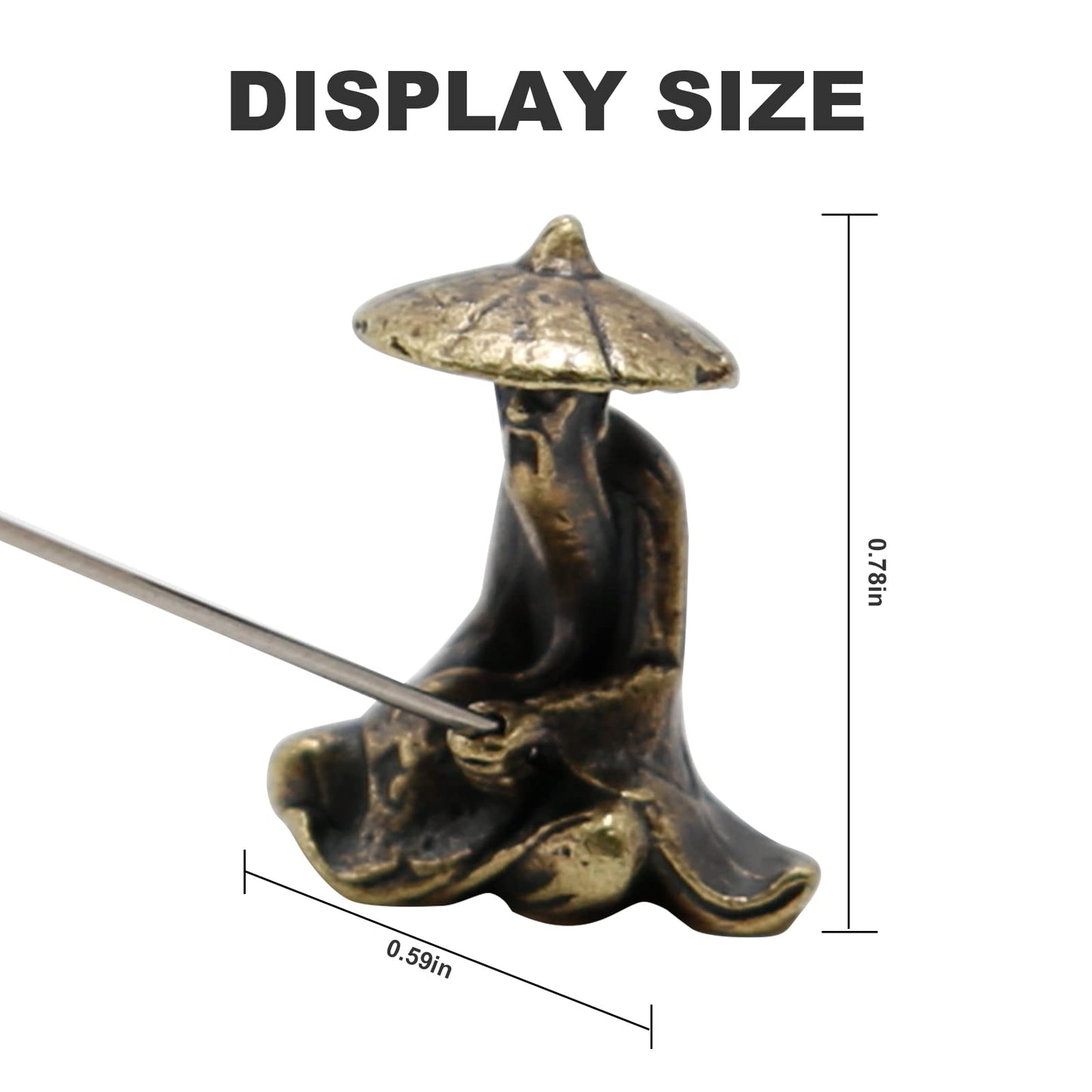 MDEOOSKY 2pcs Miniature Garden Decoration Set, Copper Fisherman Figurines, Kiang Taigong Fishing Models, Chinese Mudman Sitting Fishing for Garden & Patio Micro Landscape Yard Bonsai Decoration