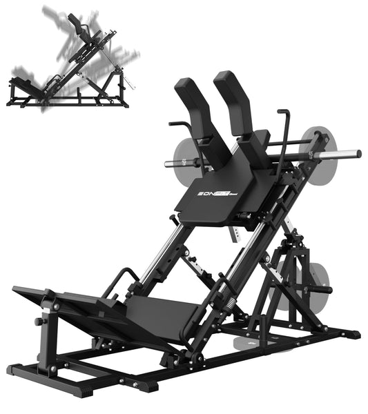 Eonfit EL2 2.0 Leg Press Machine for Home Gym, Hack Squat Machines with Linear Bearing 45°, Calf Raise Machine, 4-in-1 Design Lower Body Strength Training Equipment 1300lbs with Weight Storage