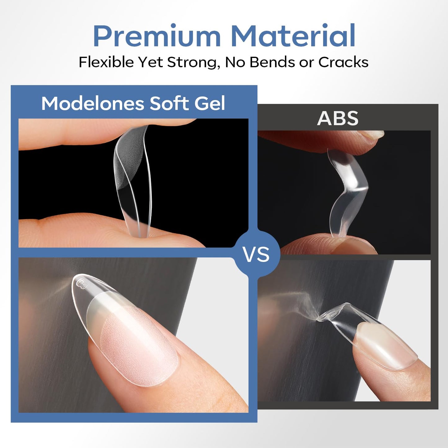 modelones Medium Almond Gel Nail Tips, 360pcs Pre-etched Clear Fake Nails Press On Full Cover Half Matte 15 Sizes Acrylic Gel Tips for Extension Salon
