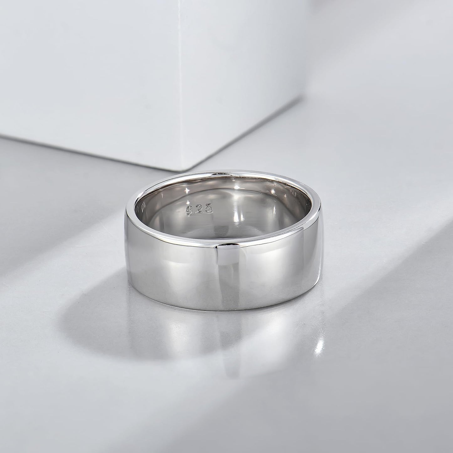 STARCHENIE Solid 925 Sterling Silver 8mm Wedding Band Ring, Comfort Fit High Polish, for Men and Women (Size 12)