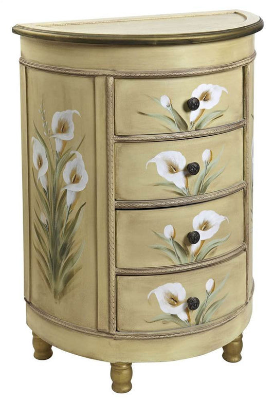 Nearly Natural Antique Accessory Table with Calla Lily Floral Art