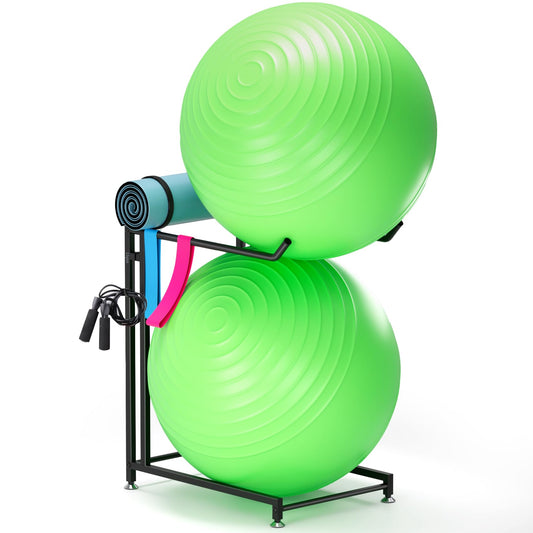 Lhysn Exercise Ball Holder - Medicine Ball Rack for 85cm Yoga Ball Yoga Mat Storage, Garage Stability Ball Organizer Stand for Home Gym