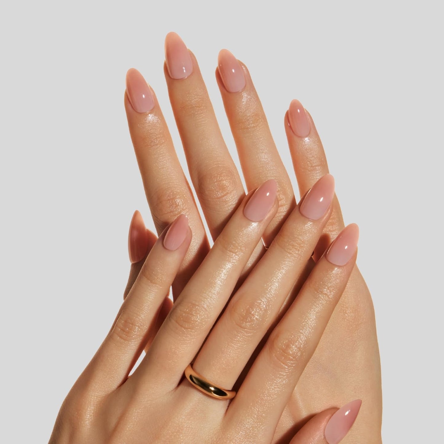LAMIMOSA 32Pcs Press On Nails Short Almond – Soft Gel Nude Fake Nails in 16 Sizes, Reusable Glue on Nail kit, Stick On Nails, Nuetral BARELY NUDE ALMOND