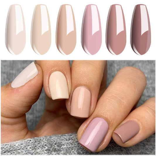 Vishine Gel Nail Polish Set Nude Serises Colection Daily Colour 8MLSoak Off Nail Gel Polish with Gift Box, UV LED Lamp Required for Nail Slaon Home Manicure Gel Nail Kit
