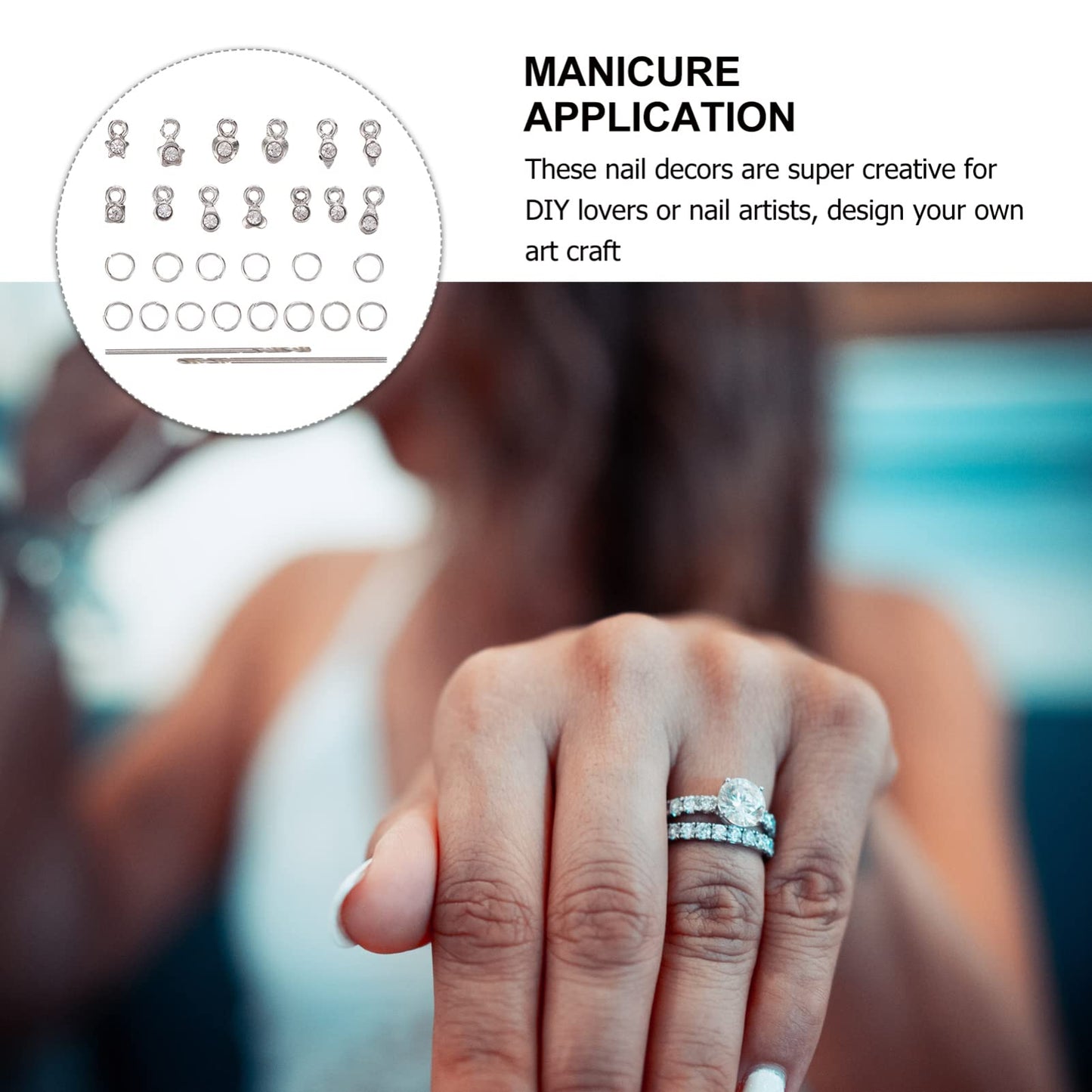 FOMIYES Nail Jewels 2 Sets Dangle Nail Art Charms, 3D DIY Nail Jewelry Decoration, Metal Rhinestones Nail Piercing Tool for Nails Jewelry Crafting Heart Pendant