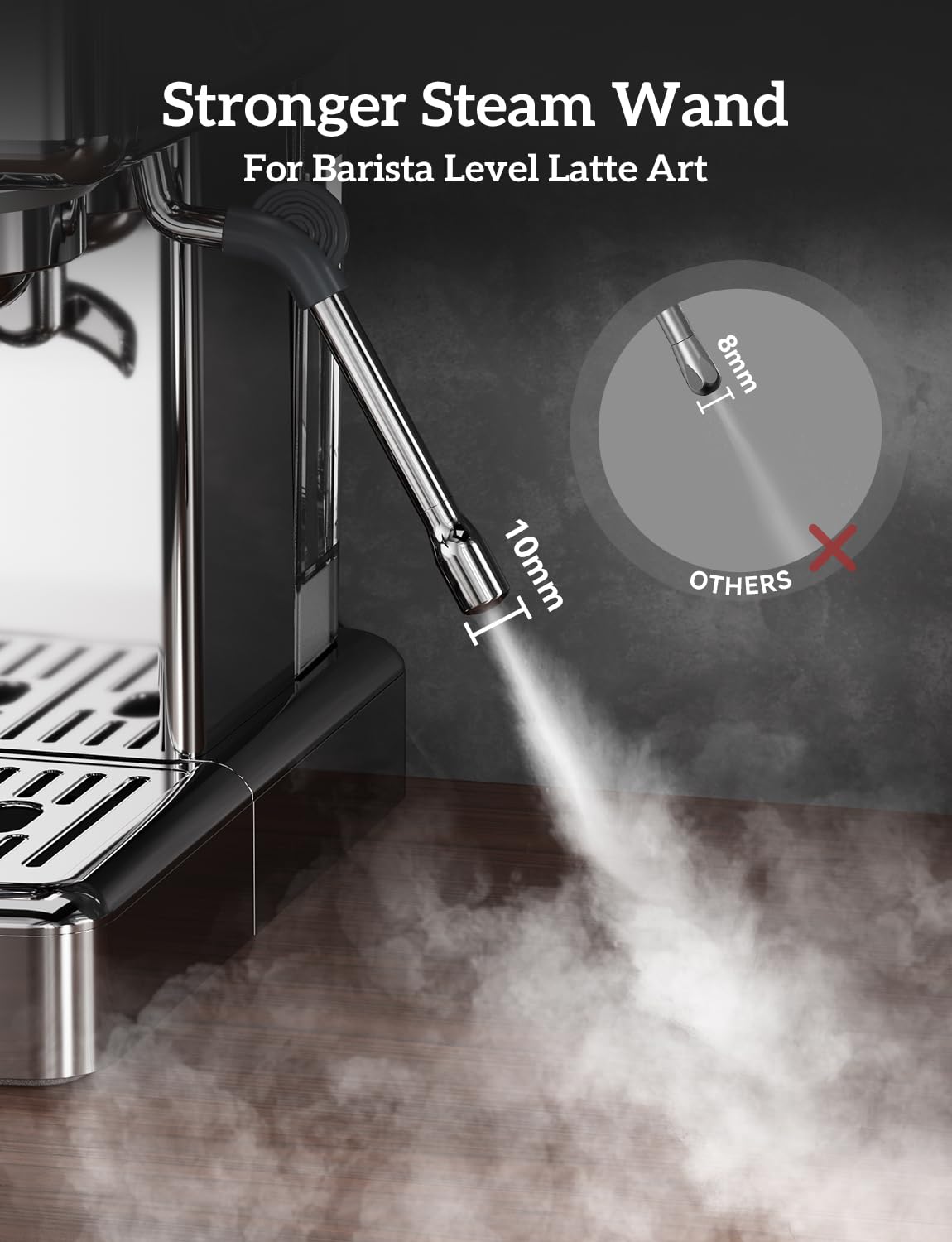 COUPLUX Espresso Machine, 4-IN-1 Professional 58MM Espresso Machine with Grinder 5 Temp Adjust & Compact Espresso Maker 15 Bar with Powerful Milk Frother, One-Touch Americano/Espresso, Stainless Steel