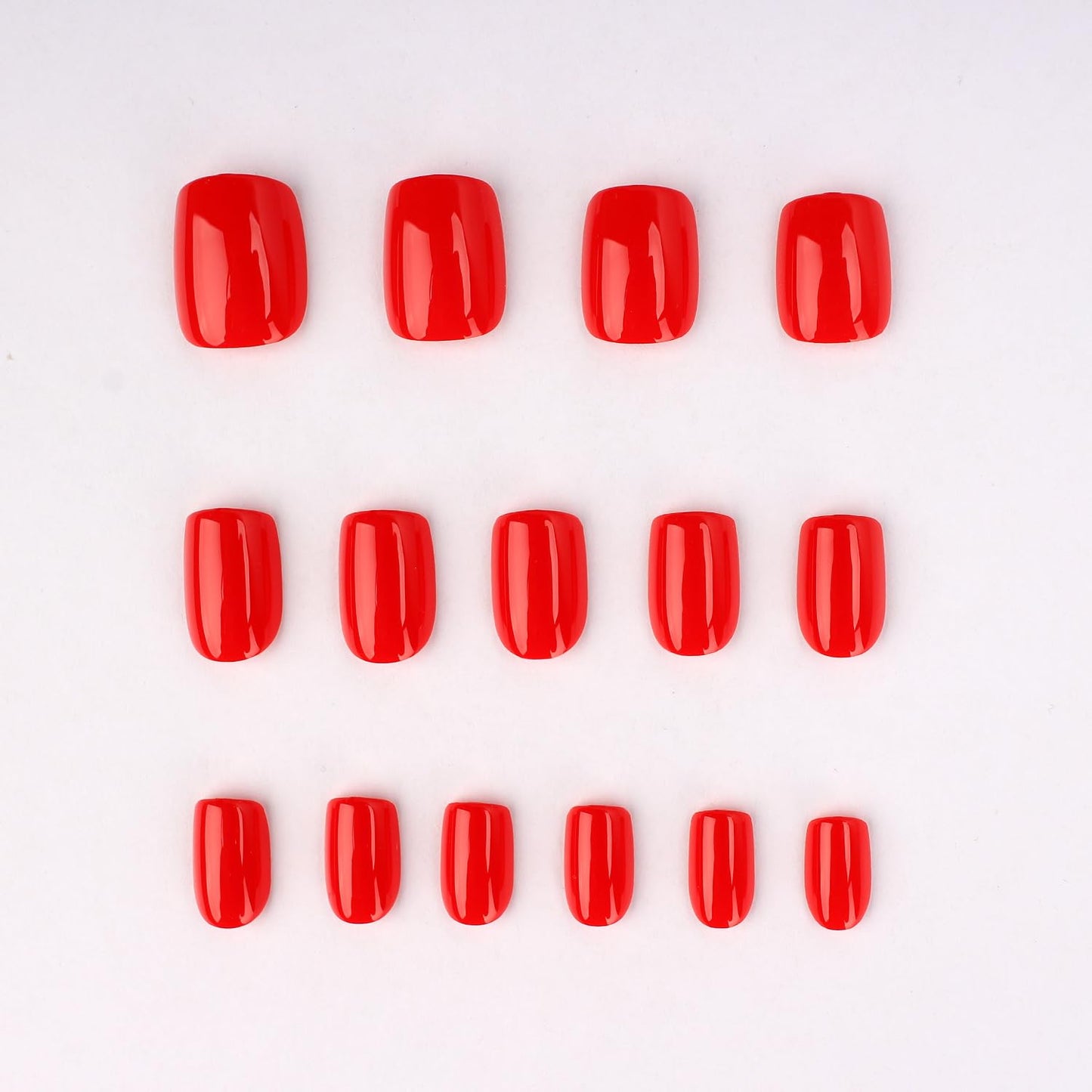 Mivota Press on Nails Short Square, True Red Fake Nails Kit, Fashion Glossy Acrylic Press On Nails, Natural Stick on Nails, Thick Reusable Glue on Nails Short Fake Nails for Women, 30Pcs