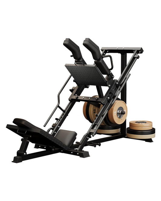 2-in-1 Leg Press & Hack Squat Machine, Linear Bearing Smooth Track, Fits 1" & 2" Weight Plates, 1200LB Capacity, 4-Position Safety Stops, Quick-Change Footplate, Plate Storage (Weights Not Included)
