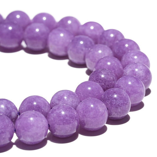 8mm Natural Lavender Purple Chalcedony Gemstone Beads Polished Round Smooth Stone Beads for Bracelets Jewelry Making 15inch Loose Beads