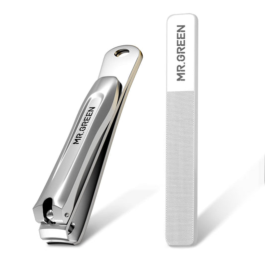 MR.GREEN Sharp Nail Clippers with Nano Glass File Stainless Steel Rustproof Nail Scissors Manicure and Pedicure Tools for Home or Outdoor Use Multicolored