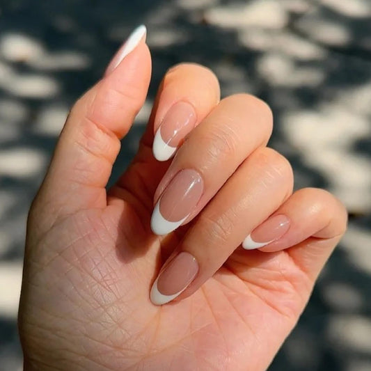 SAVILAND Natural French Tip Nails: Thicker Press on Nails Short Almond Chip-Free & Strong French Tip Press On Nails 15 Sizes Fake Nails Quick Nail Art Home Use SSProTip X