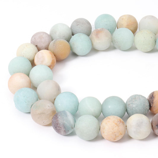 Siomia 60pcs 6mm Natural Matte Amazonite Beads Energy Healing Crystal Round Loose Stone Beads for Jewelry Making, DIY Bracelets Necklaces