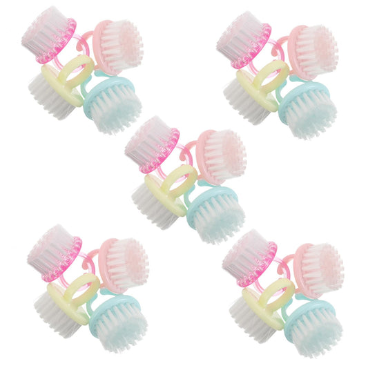 IWOWHERO 20pcs Nail Dust Cleaning Brush Ring, Soft Duster for Clean Up Fingernails and Toe - Small Scrubber Brush Nail Duster Tools for Manicure