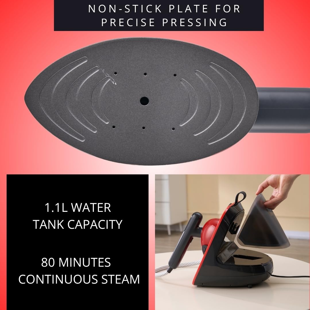 SALAV DuoPress Smart Deluxe Steam Station – 2-in-1 Handheld Garment Steamer & Iron with 6ft Steam Hose, 7 Steam Levels, Digital Display, 1.1L Tank, Steam Burst, Auto-Off Safety, For Home & Upholstery