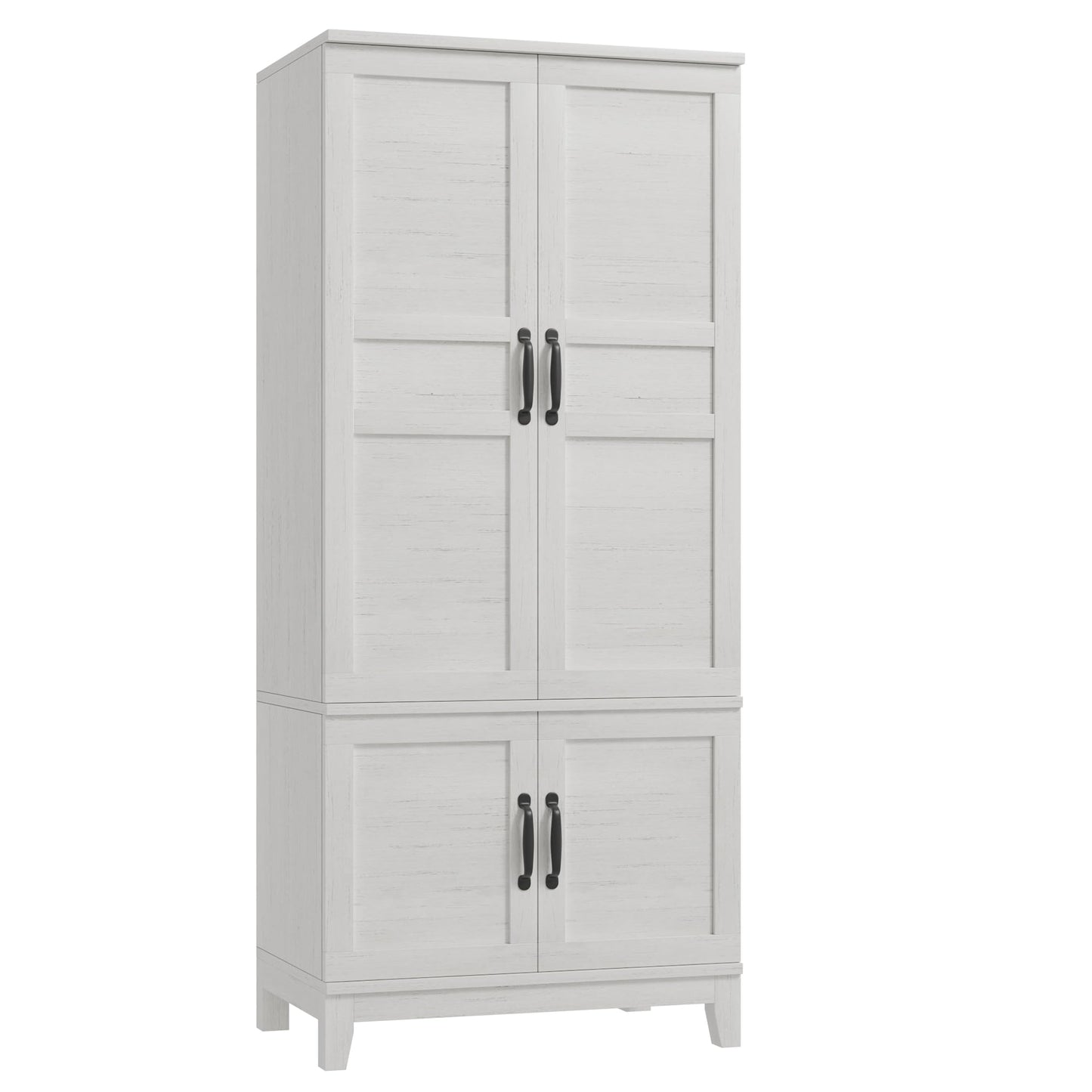 GarveeHome Armoire Wardrobe Closet with 4 Doors,72 in Wooden Wardrobe Cabinet with Hanging Rod, Freestanding Tall Clothing Armoire Storage Cabinet with Adjustable Shelves for Bedroom, Retro White