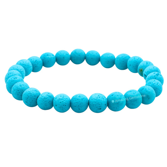 Amazing Gemstone Crystal Bracelet for Women Men's Gifts - Protection Healing Crystal Bracelet - 8mm Gemstone Beaded Stretchable Bracelet Pulseras Para Hombres Mujer Stocking Stuffers Mothers Day Gift (Turquoise Blue Lava)
