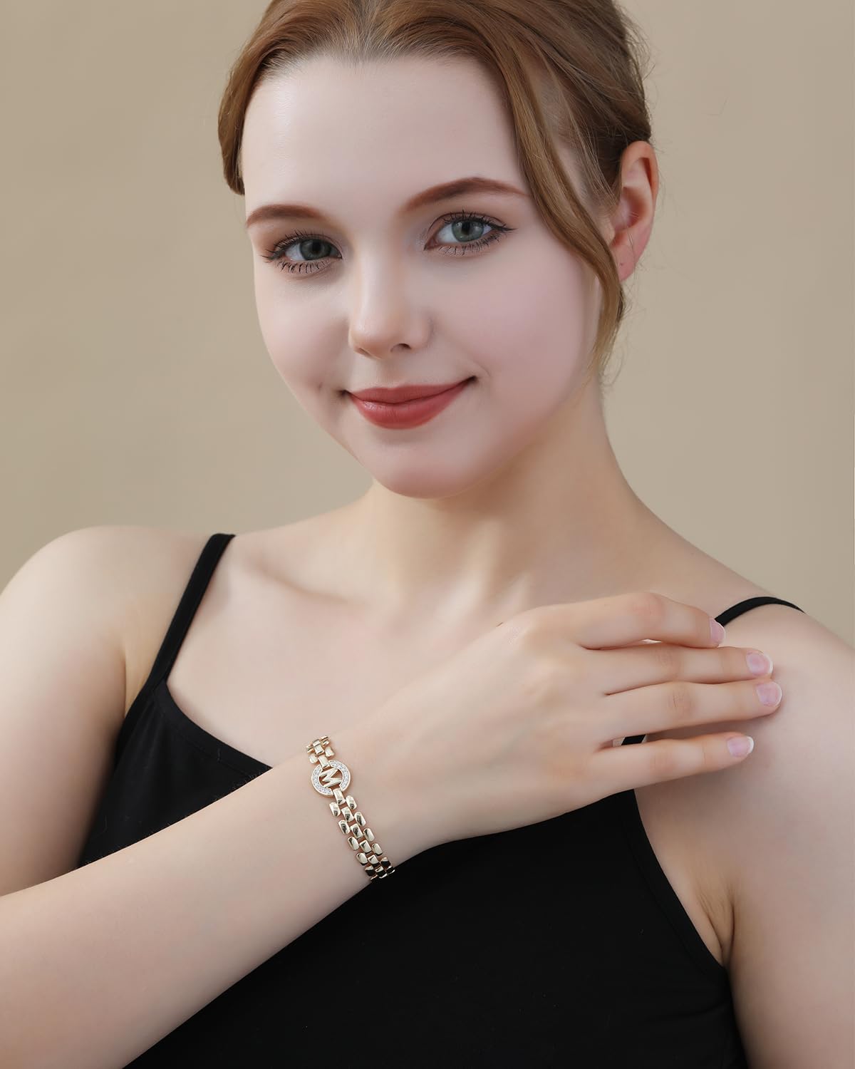 WEDDINEN Initial Bracelet,14K Gold Plated Letter Bracelets for Women, Thick Bangle Wrist Gold Alphabet Bracelet for Women, Christmas Gifts for Women Jewelry Initial A Charm Chain