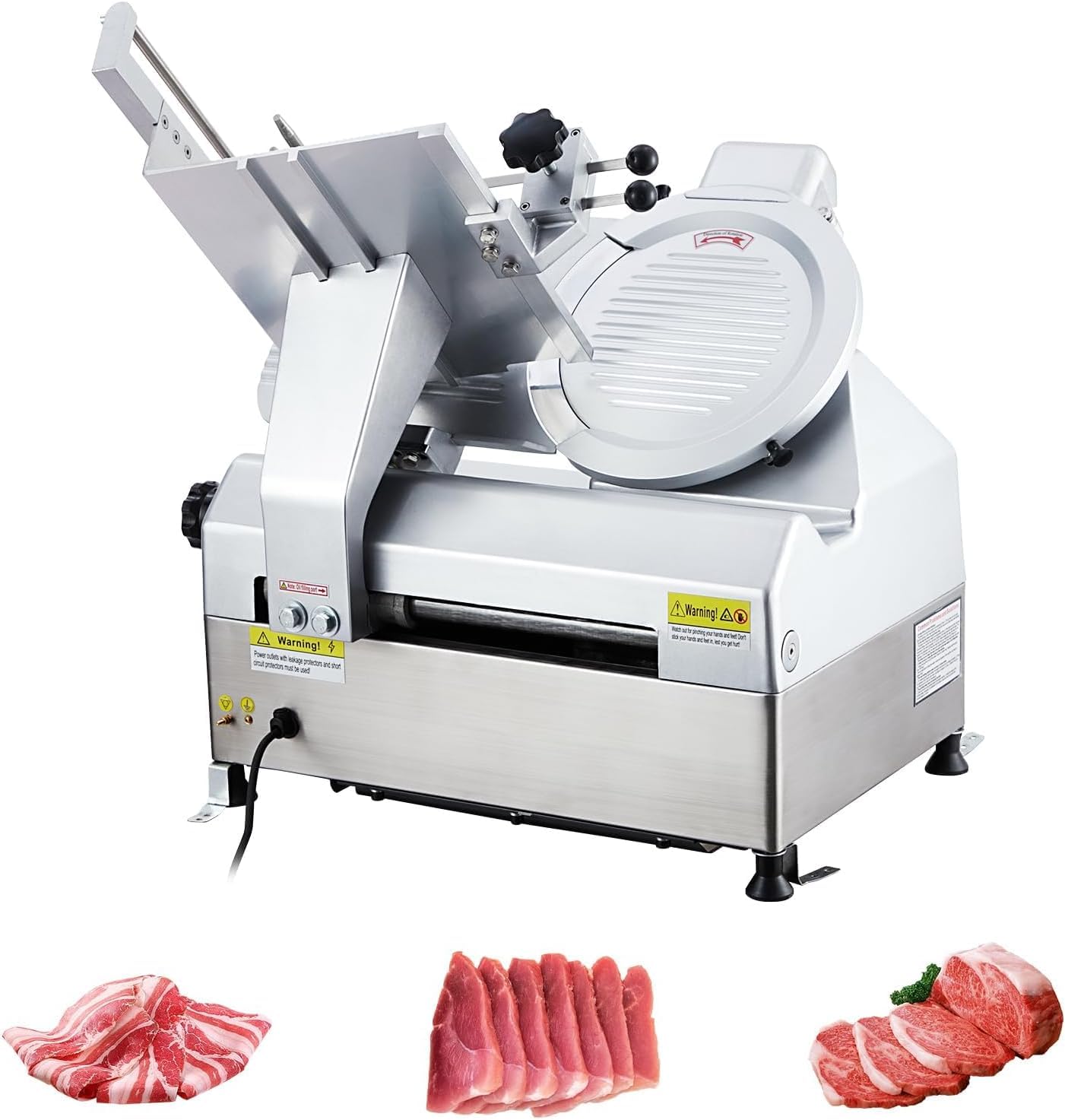Commercial Meat Slicer, Electric Deli Slicing Machine,Electric Deli Slicing Machine with 12" Blade,Adjustable Thickness 0-15Mm, Low Noise Food Cutter for Restaurant and Home