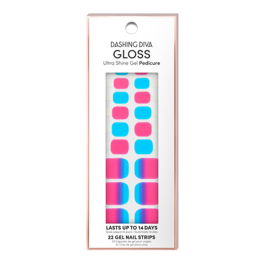 Hot N Cold Dashing Diva Gloss Pedicure Nail Strips - Beachcombers | UV Free, Chip Resistant, Long Lasting Gel Nail Stickers | Contains 32 Wraps, 1 Prep Pad, 1 File
