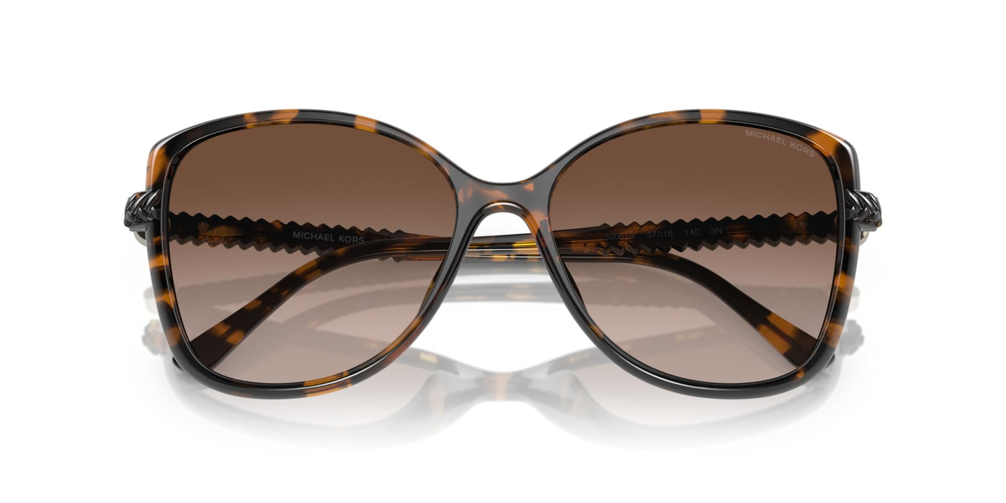 Michael Kors Women's MK2181U Malta Universal Fit Butterfly Sunglasses, Dark Tortoise/Brown Gradient Polarized, 58 mm