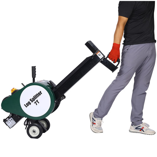 EscoSunshine Electric Log Splitter 7 Ton, Double Flywheel Electric Log Splitter, Wood Splitter Electric Powered 16A 2Hp, Electric Firewood Splitting Machine Horizontal with Mobile Wheels