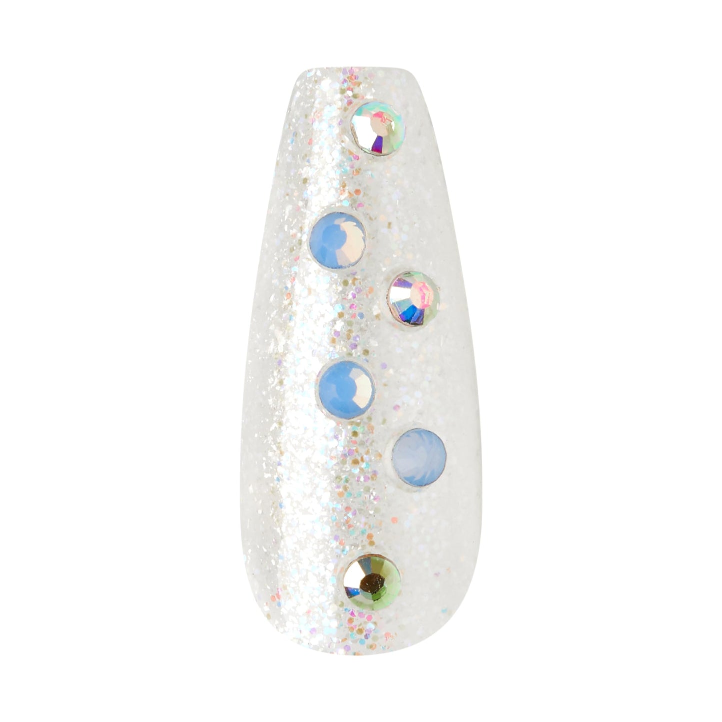 KISS Majestic Press On Nails, Nail glue included, 'Your Grace', Light Blue, Long Size, Coffin Shape, Includes 30 Nails, 2g glue, 2 Prep Pads, 2 of 24 Adhesive tabs, 2 manicure sticks, Mini file
