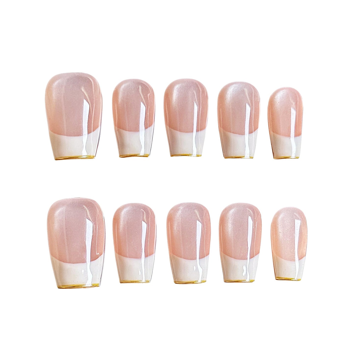 Pure Grace Nude French Tip Press On Nails 10PCS, Classic French Manicure Fake Nails with Soft Nude-Pink Base & Crisp White Tips, Elegant Minimalist Acrylic/UV Gel Press-Ons for Women (light pink, S)
