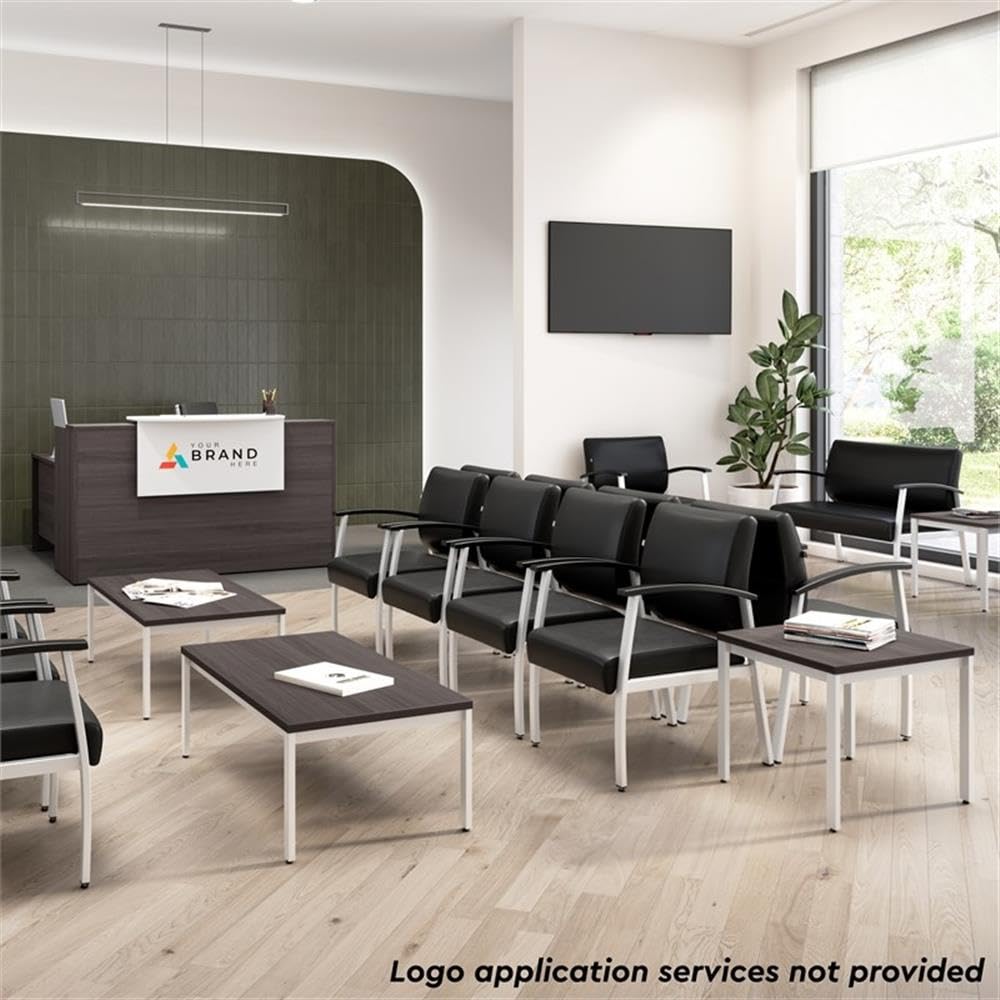 Bush Business Furniture Arrive 60W x 30D Reception Desk with Shelf in Storm Gray, Modern Receptionist Station for Office Waiting Room