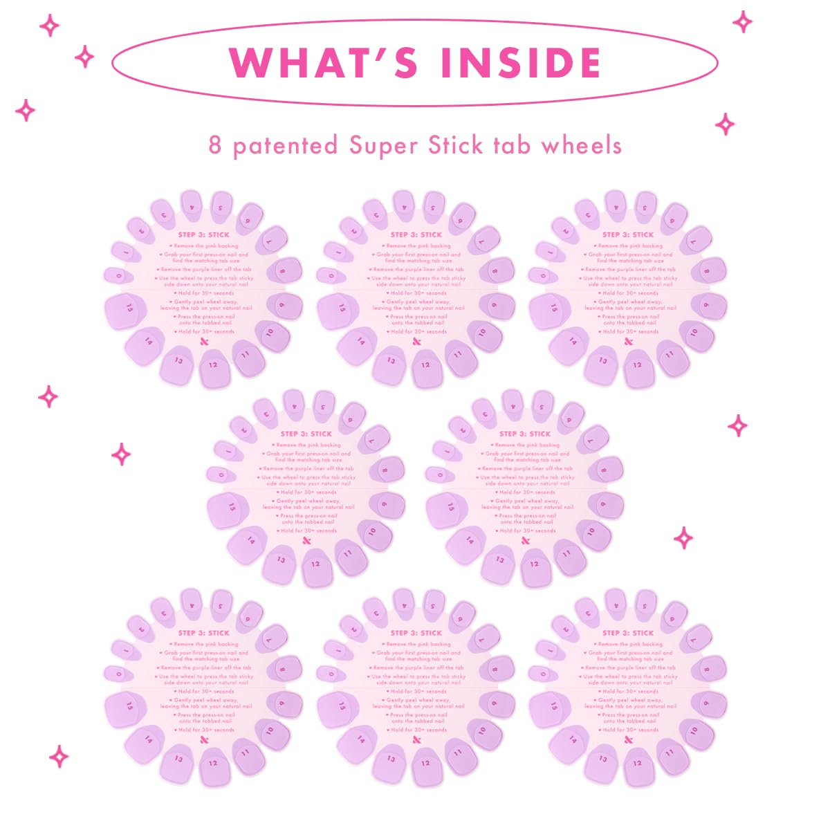 Super Stick Mani Adhesive Tabs Set | No Glue Needed | Use with Olive & June Press-On Nails | Non-Toxic Tabs | Easy On-Off, Non-Damaging | Realest Look | 7-Day Wear