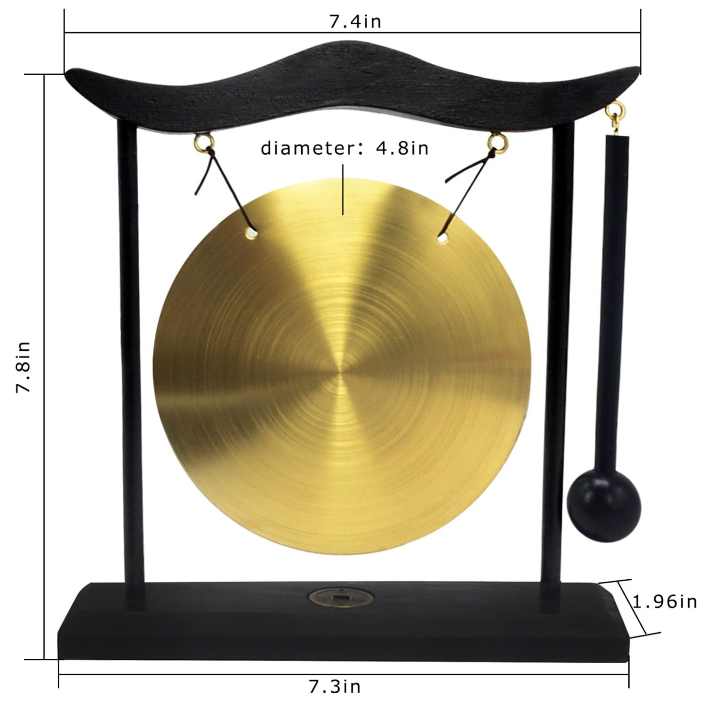 Feng Shui Brass Gong Desktop Zen Art for Fortune + Free Red String Bracelet H1301