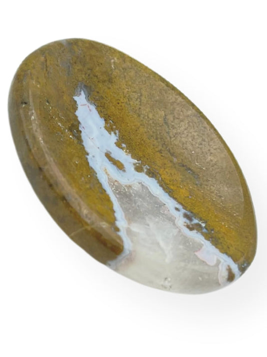 GEMSCITE Yellow Chalcedony Thumb Worry Stones Metaphysical Gemstone Crystal Healing Reiki Men Women Gift FENG Shui Positive Energy Love Wellness Palm Stones Wicca Powerful