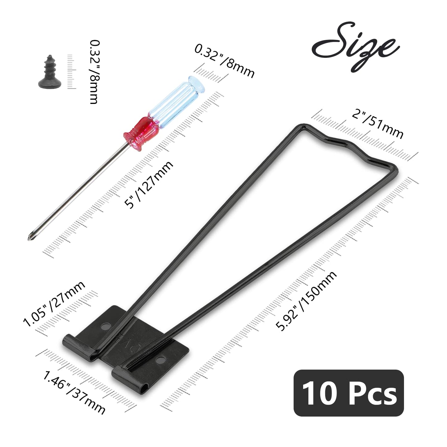 Rierdge 10 Pcs Easel Back, Iron Picture Frame Easel Back, Photo Frame Easel Back Stand with Screws & Screwdriver (Black)