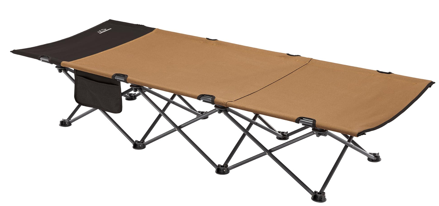 MOUNTAIN SUMMIT GEAR Horizon Cot, Foldable Camping Cot for Children & Adults, Durable Sleeping Pad with Steel Frame That Holds 300 lbs, Folding Bed Includes Side Storage (by Caddis Sports)